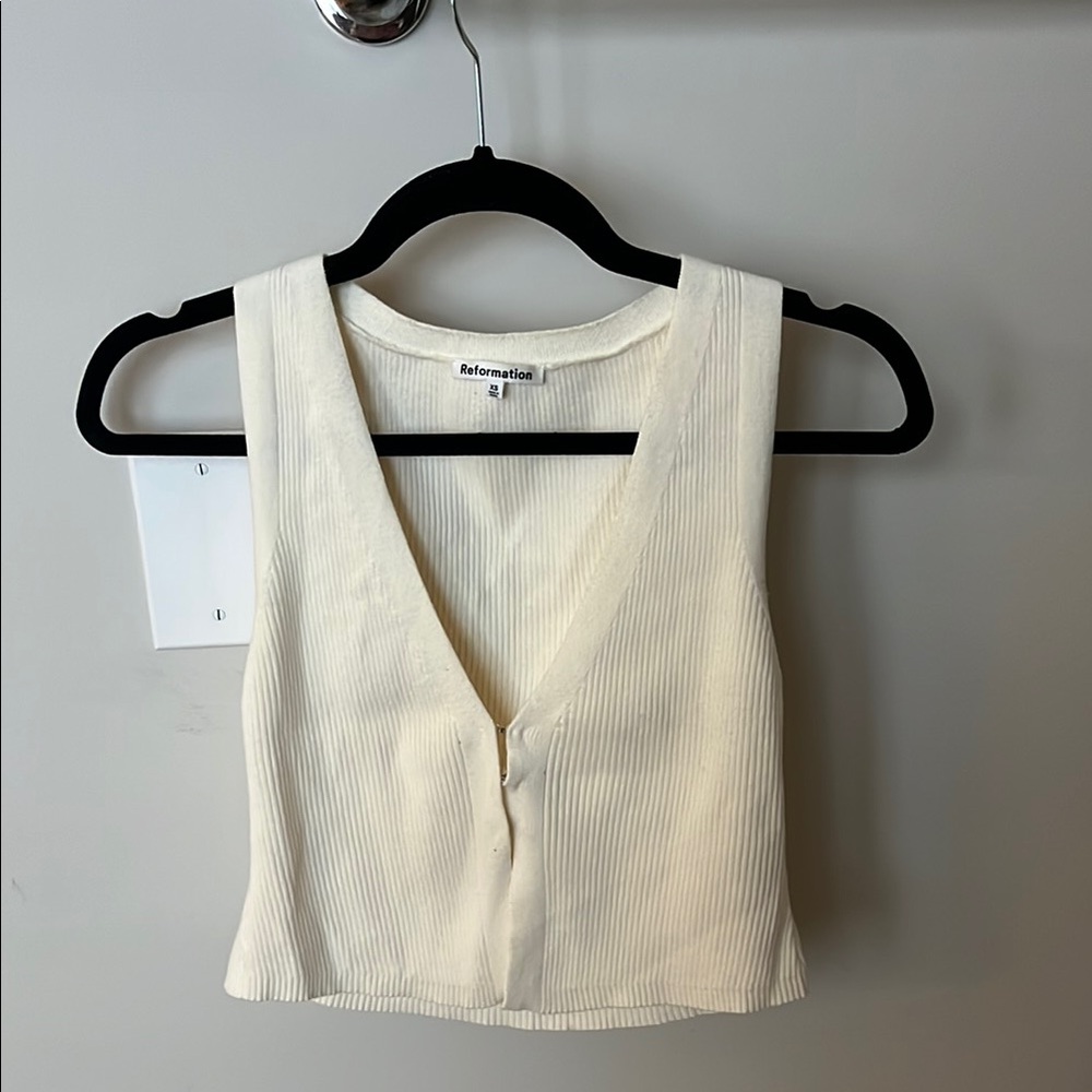 Reformation Cream Ribbed Women's Top